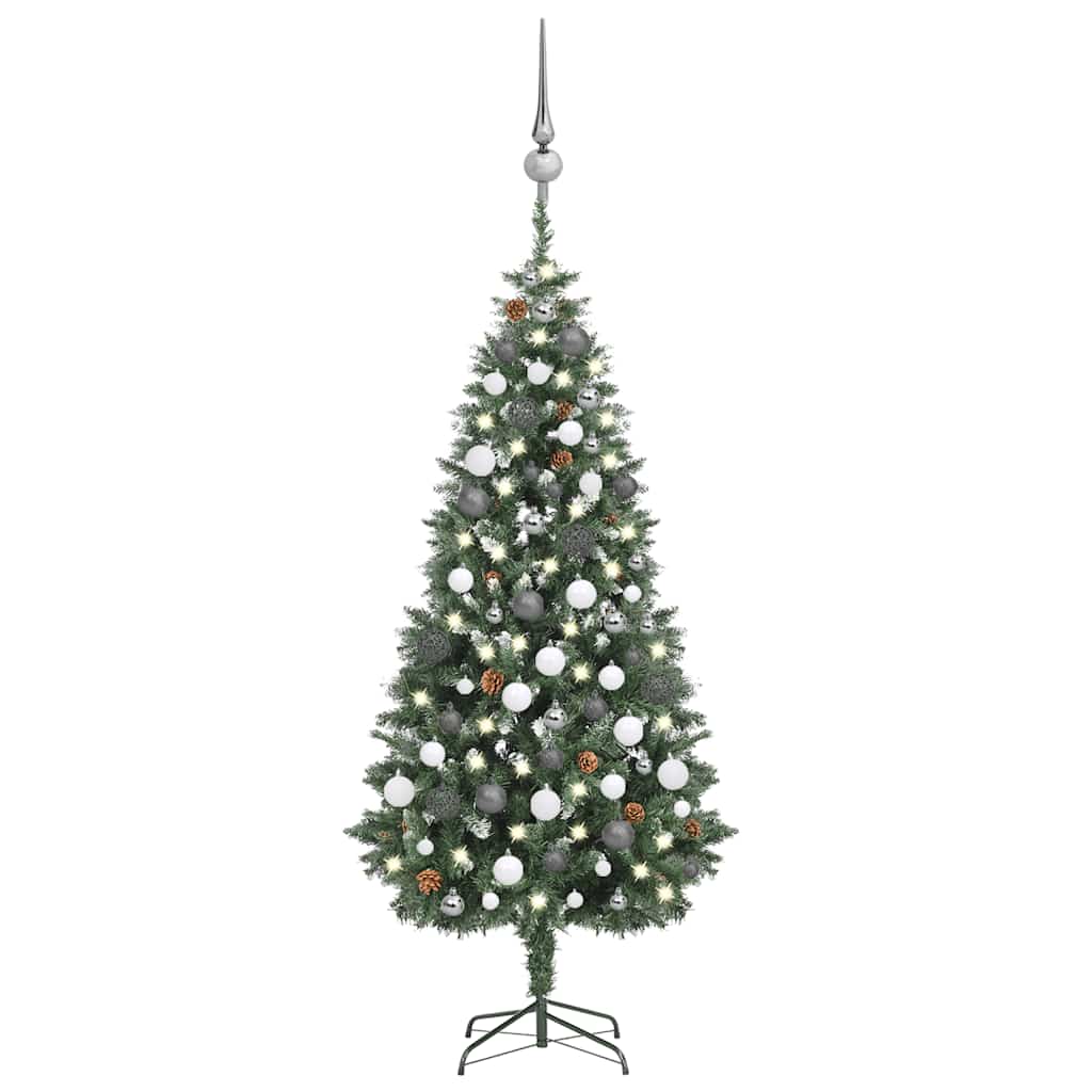 Arbre de Noël artificiel LED et boules et pommes de pin 180 cm