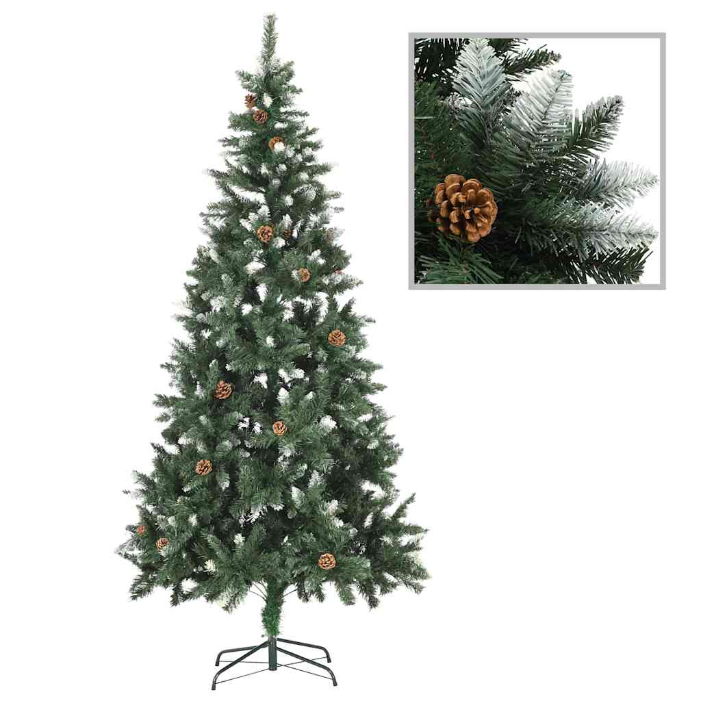 

vidaXL Kunstkerstboom met LED's, kerstballen en dennenappels 210 cm