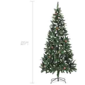 Umělý vánoční stromek LED osvětlení sada koulí a šišky 210 cm - obrázek 12