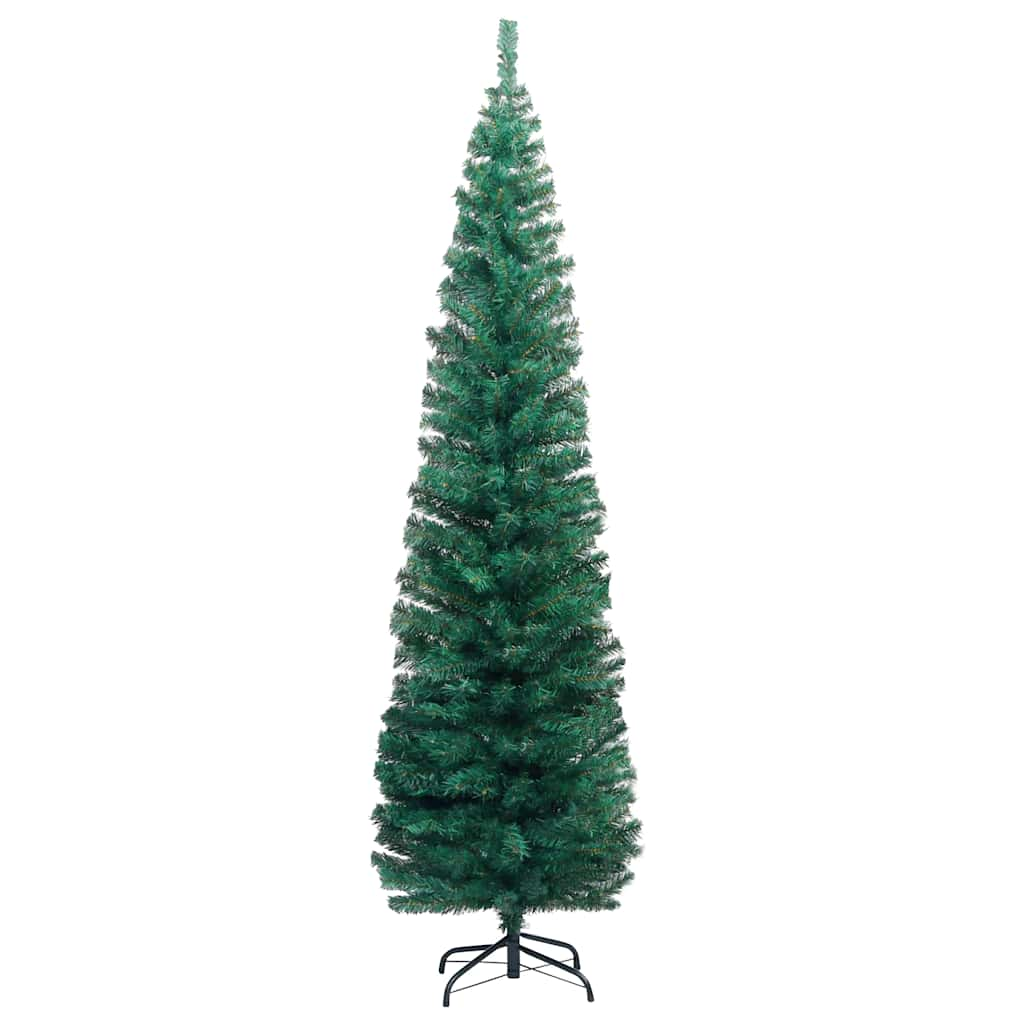 

vidaXL Kunstkerstboom met LED's en kerstballen smal 180 cm groen