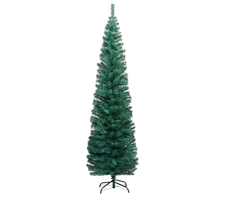 vidaXL Slim Artificial Pre-lit Christmas Tree with Ball Set Green 240 cm