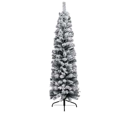 vidaXL Slim Pre-lit Christmas Tree with Ball Set&Flocked Snow Green 120cm