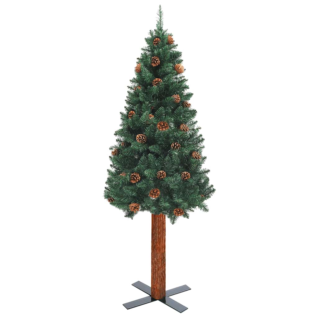 

vidaXL Kerstboom met LED's en kerstballen smal 150 cm PVC groen