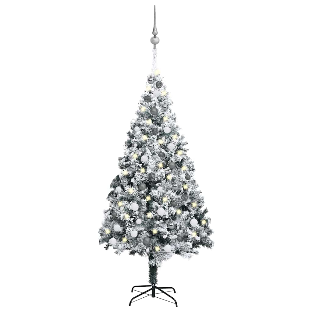 

vidaXL Artificial Christmas Tree with LEDs&Ball Set Green 70.9" PVC