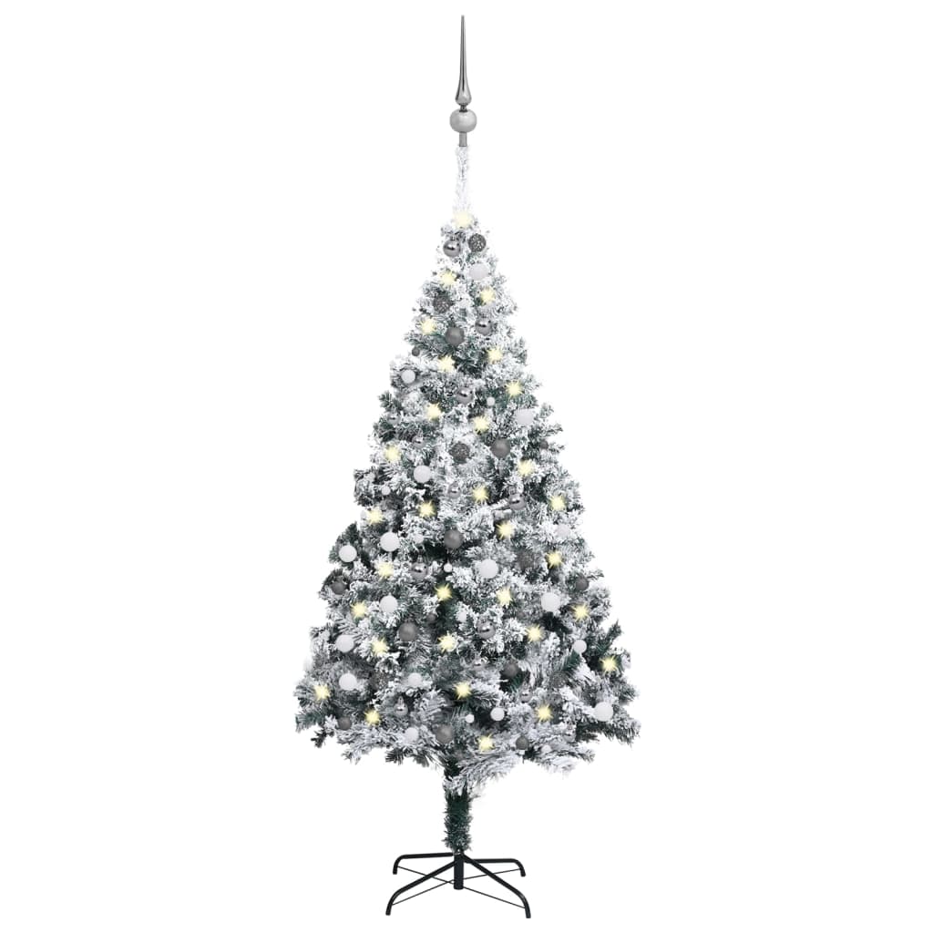 vidaXL Set pom Crăciun artificial cu LED&globuri, verde, 240 cm PVC 240
