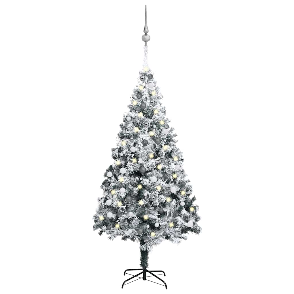 Arbre de Noël artificiel avec LED et boules Vert 240 cm PVC