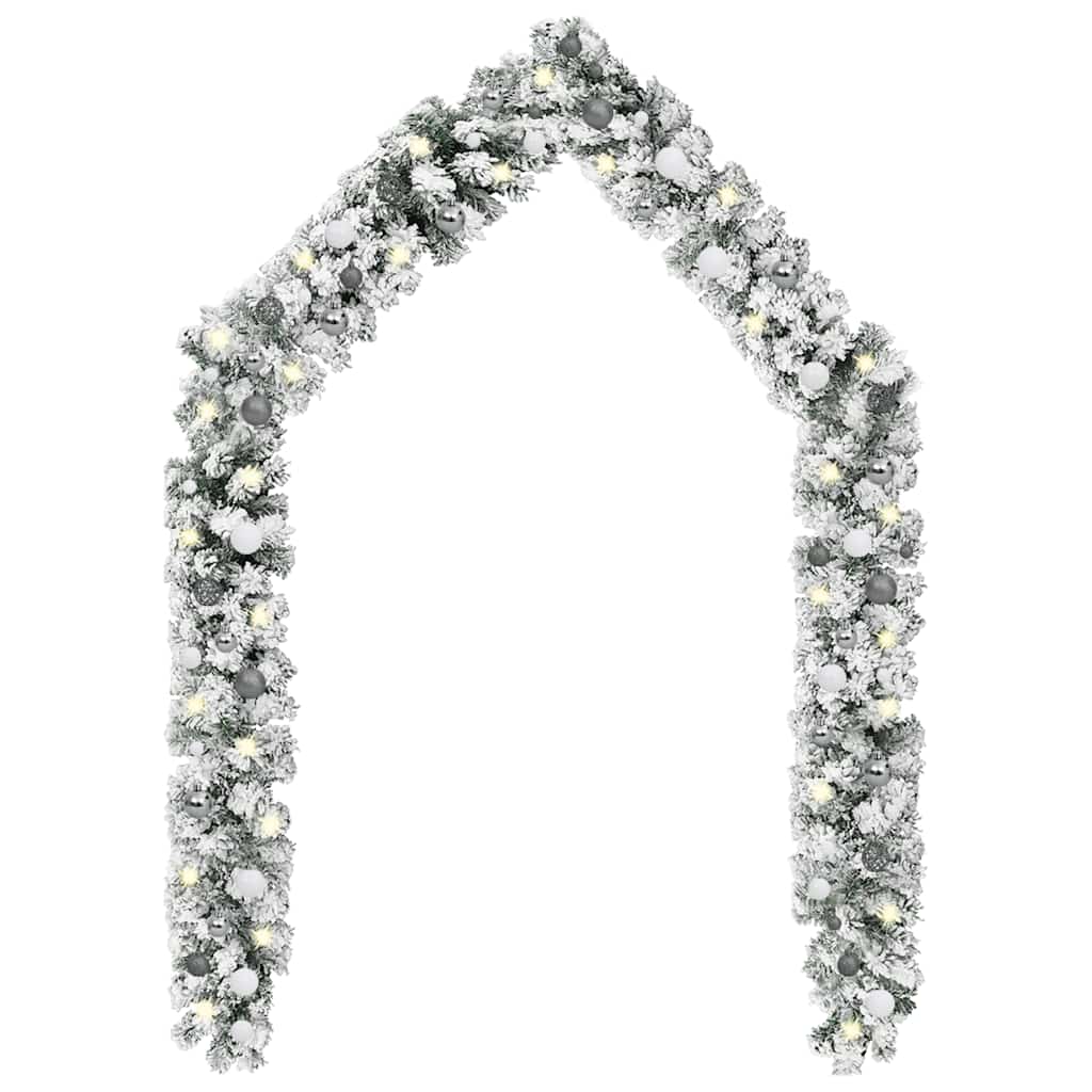 Guirlande de Noël avec LED et boules Vert 10 m PVC