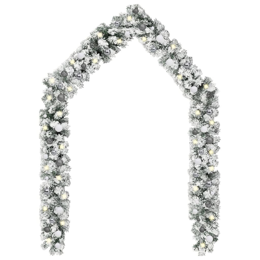 vidaXL Vianočná girlanda s LED a súpravou gulí zelená 10 m PVC