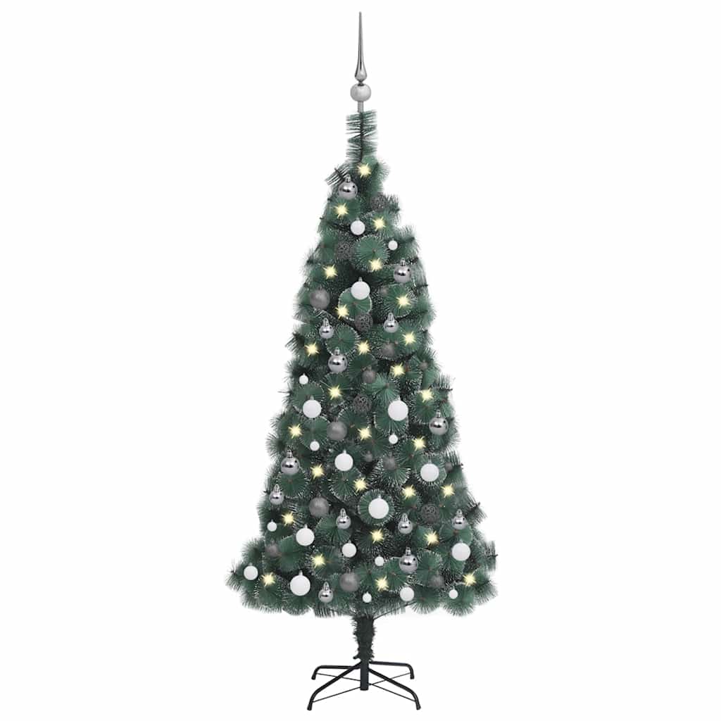 Arbre de Noël artificiel avec LED et boules Vert 150 cm PVC PE