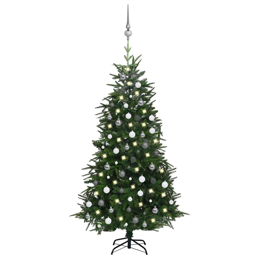 Arbre de Noël artificiel avec LED et boules Vert 180 cm PVC PE