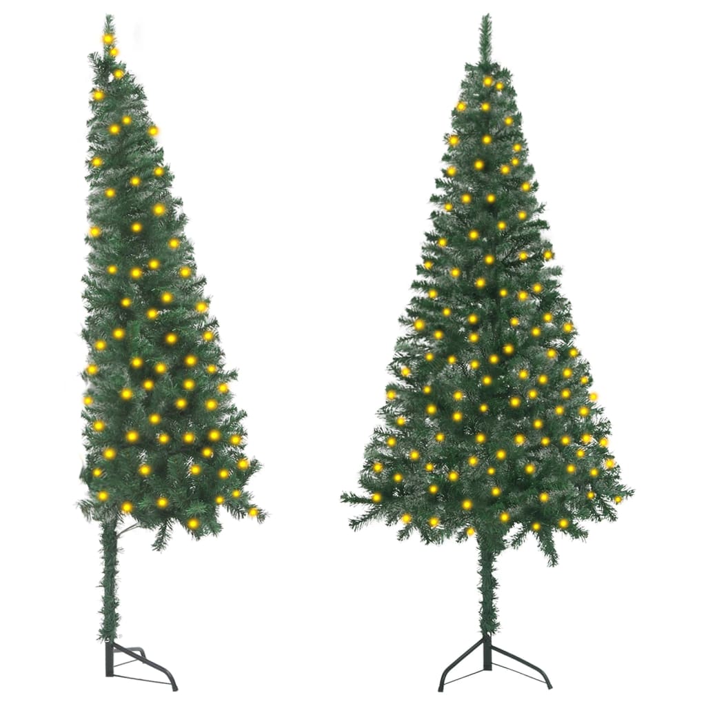 vidaXL Brad de Crăciun artificial de colț cu LED-uri verde 120 cm PVC
