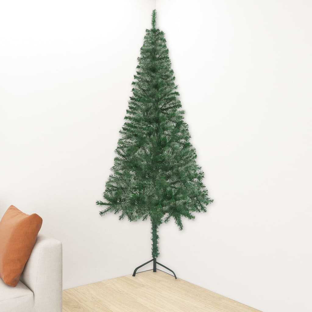 vidaXL Kunstkerstboom met verlichting hoek 120 cm PVC groen