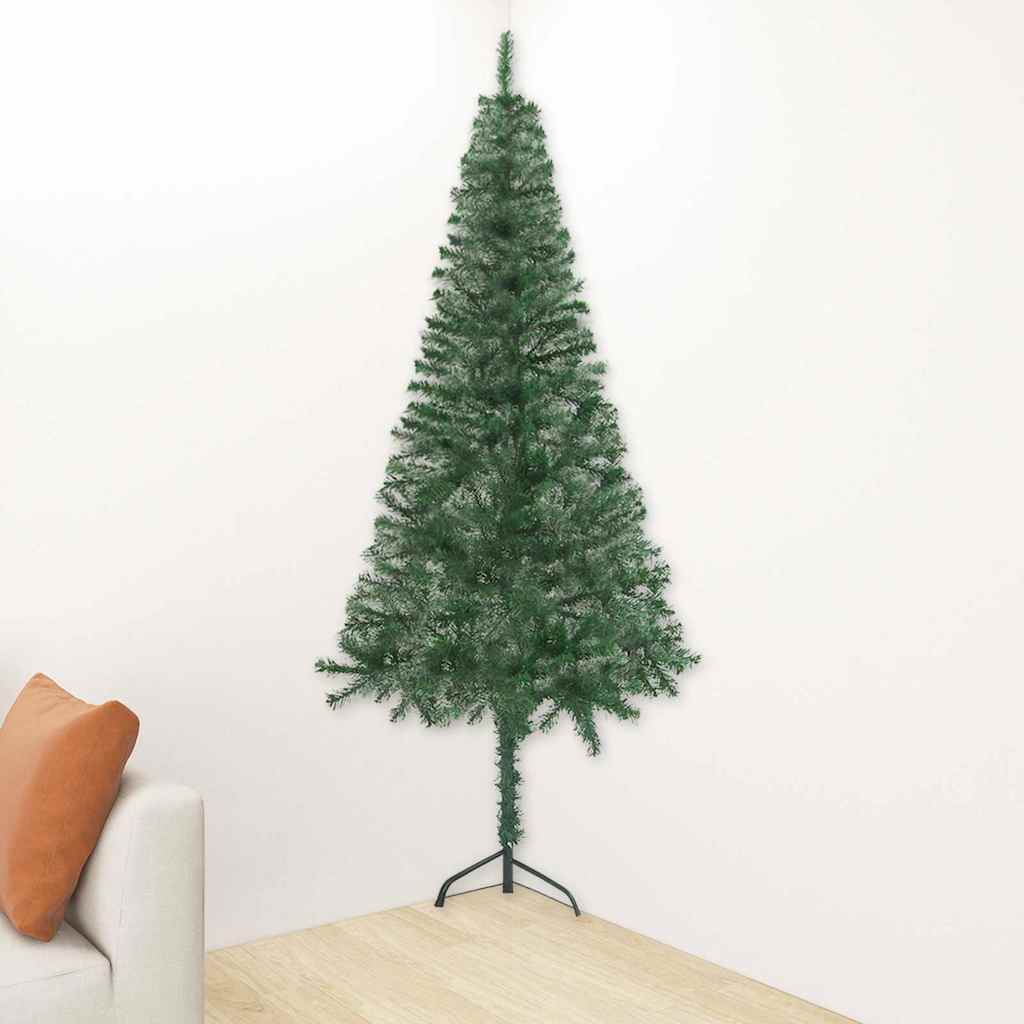 vidaXL Tekojoulukuusi kulmaan esivalaistu vihreä 180 cm PVC