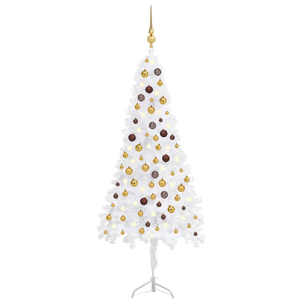 Arbre de Noël artificiel LED et boules Blanc 180 cm PVC