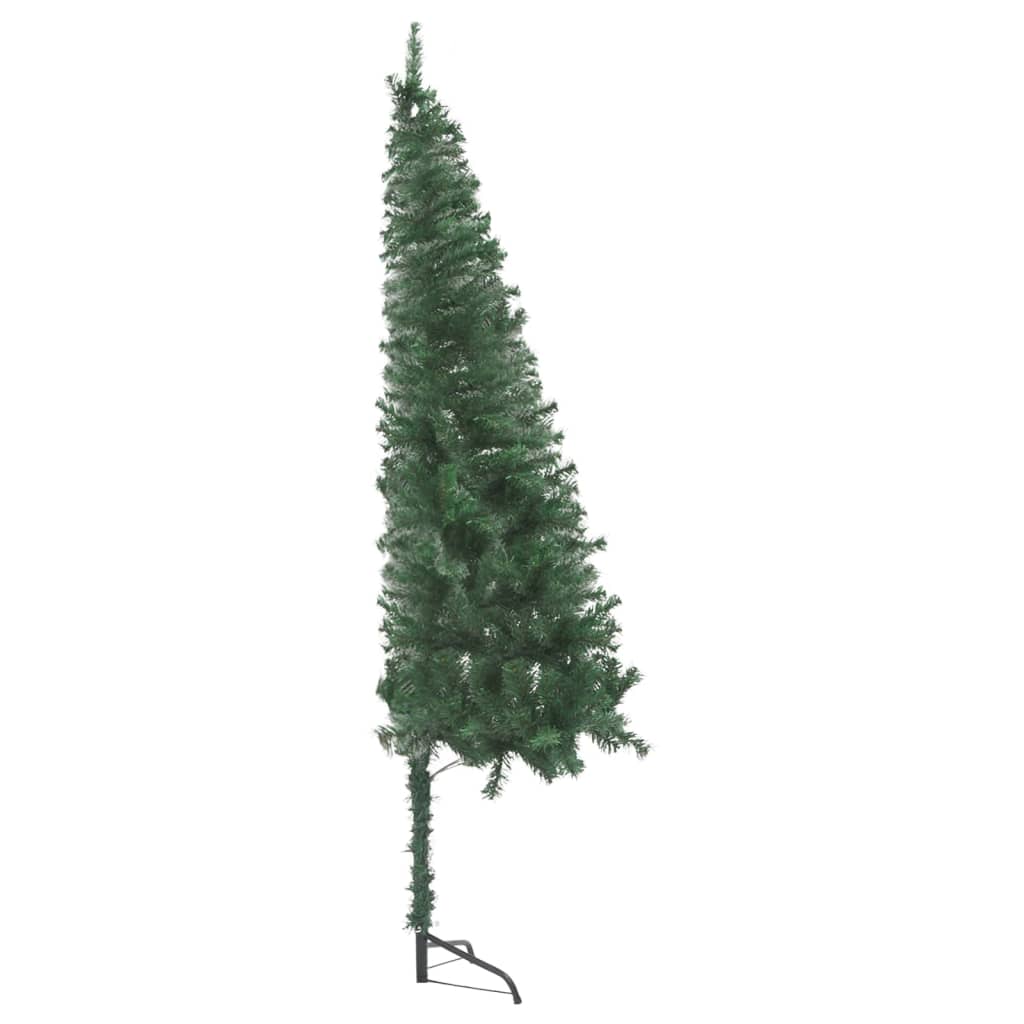 Rohový umělý vánoční stromek LED a sada koulí zelený 210 cm PVC