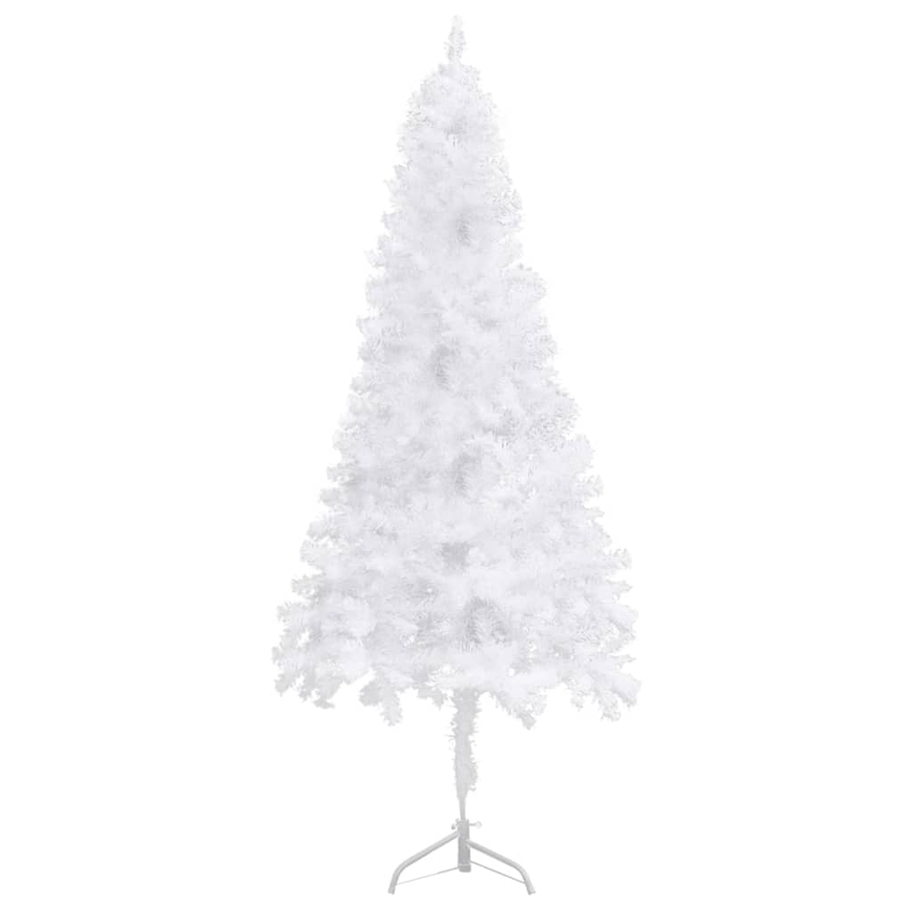 vidaXL Plastgran för hörn med LED och julgranskulor vit 210 cm PVC