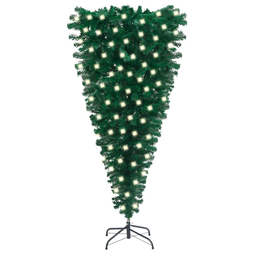 Künstlicher Weihnachtsbaum Kopfüber mit LEDs Grün 150 cm kaufen