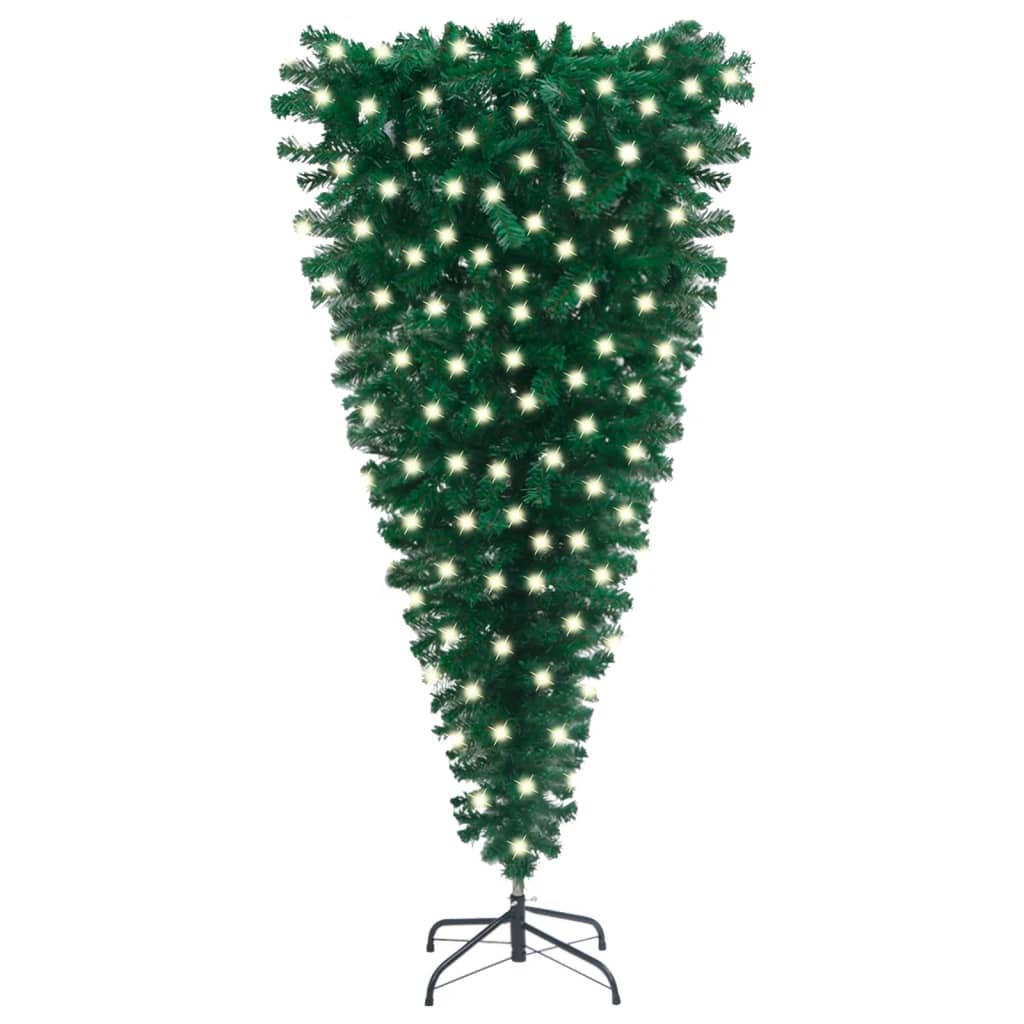 vidaXL Brad de Crăciun artificial pre-iluminat inversat, verde, 180 cm