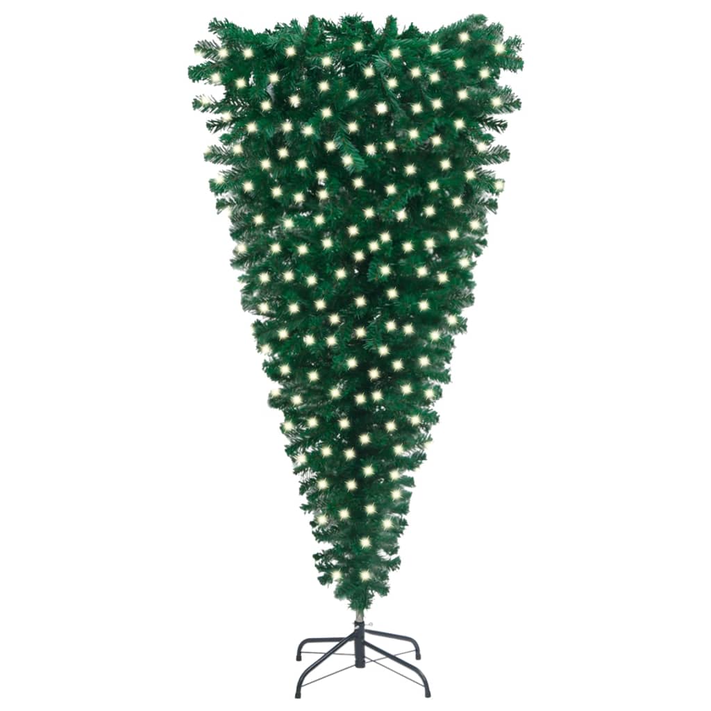 vidaXL Brad de Crăciun artificial pre-iluminat inversat, verde, 210 cm