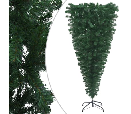 vidaXL Upside-down Artificial Pre-lit Christmas Tree Green 210 cm