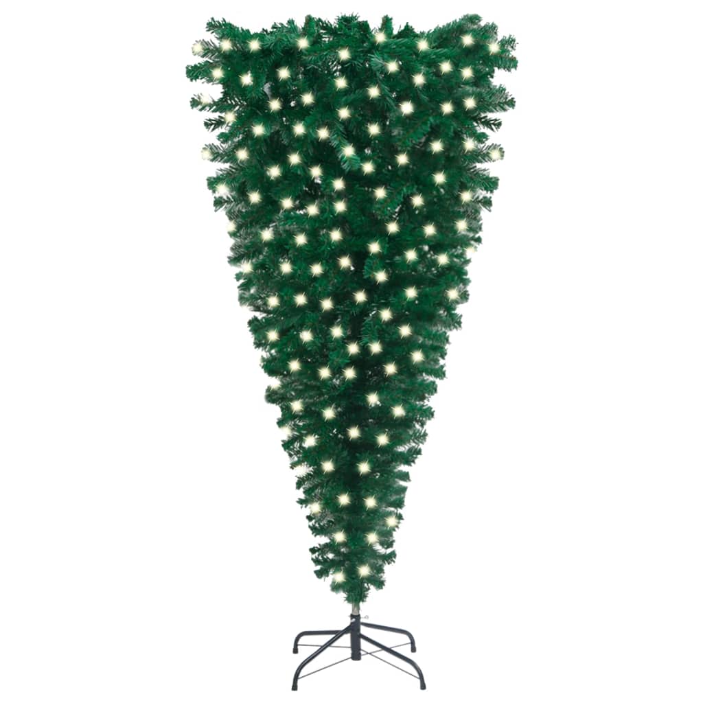 

vidaXL Upside-down Artificial Christmas Tree with LEDs Green 94.5"
