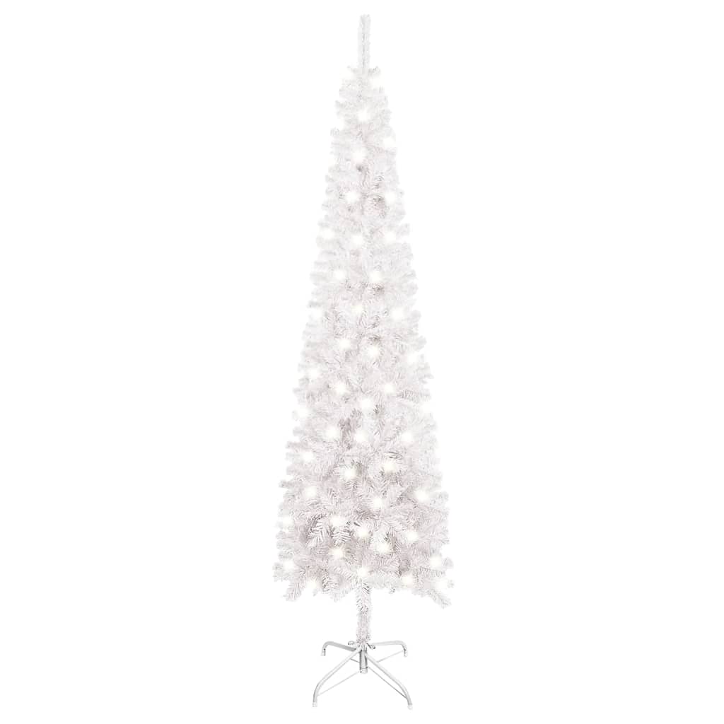 vidaXL Árvore de Natal fina com luzes LED 120 cm branco