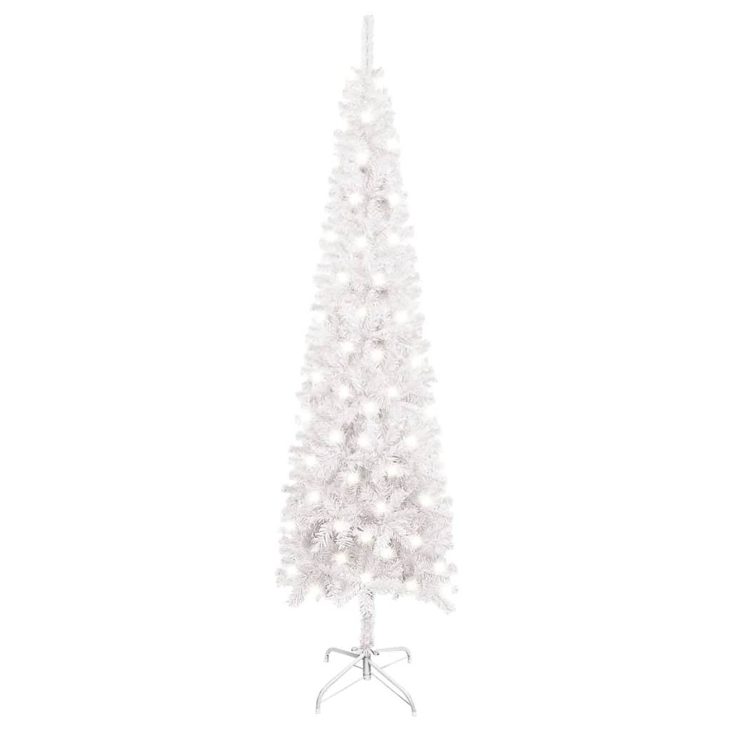 vidaXL Pom de Crăciun subțire cu LED-uri, alb, 120 cm