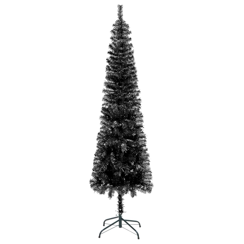 

vidaXL Kerstboom met LED's smal 120 cm zwart