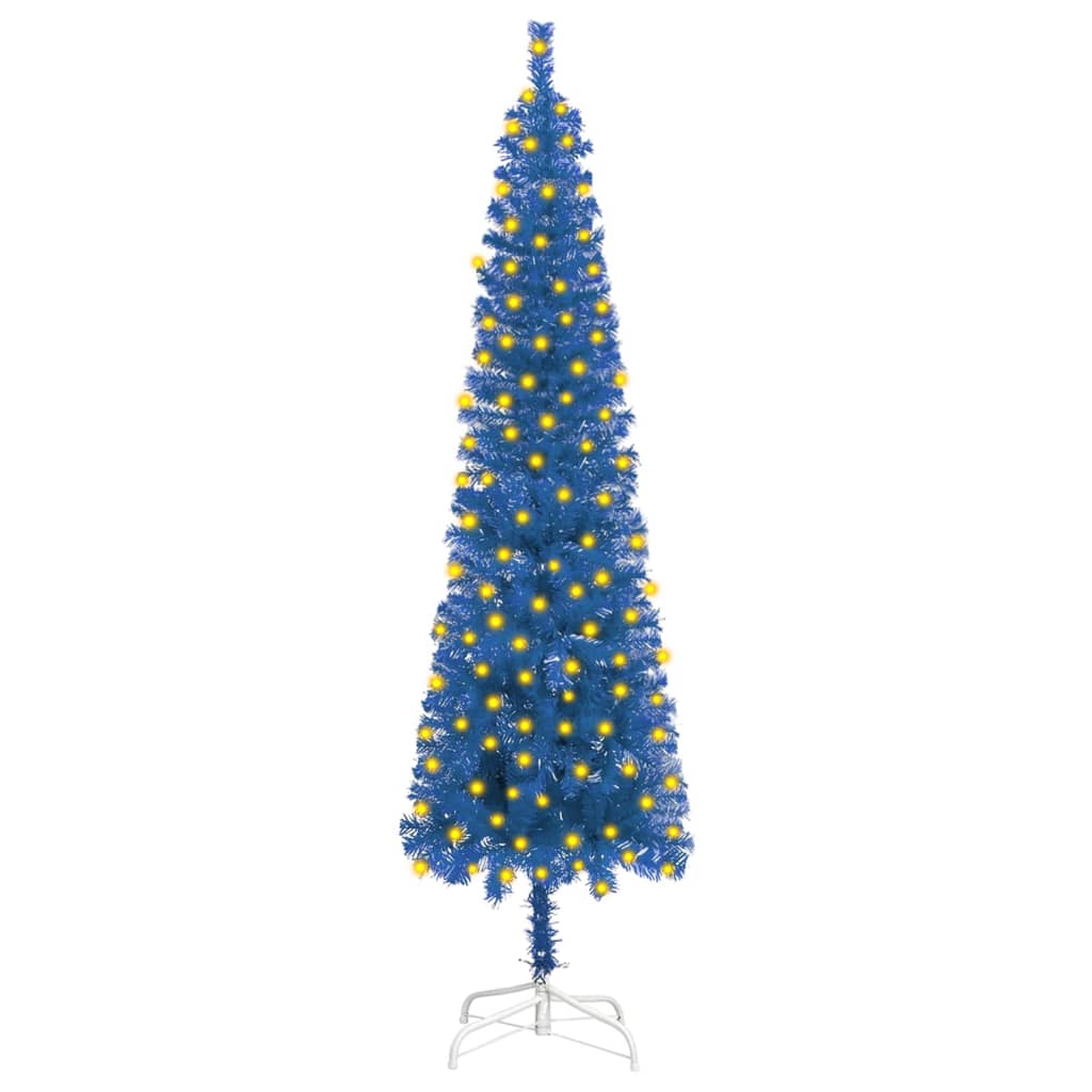 Arbre de Noël mince avec LED Bleu 150 cm