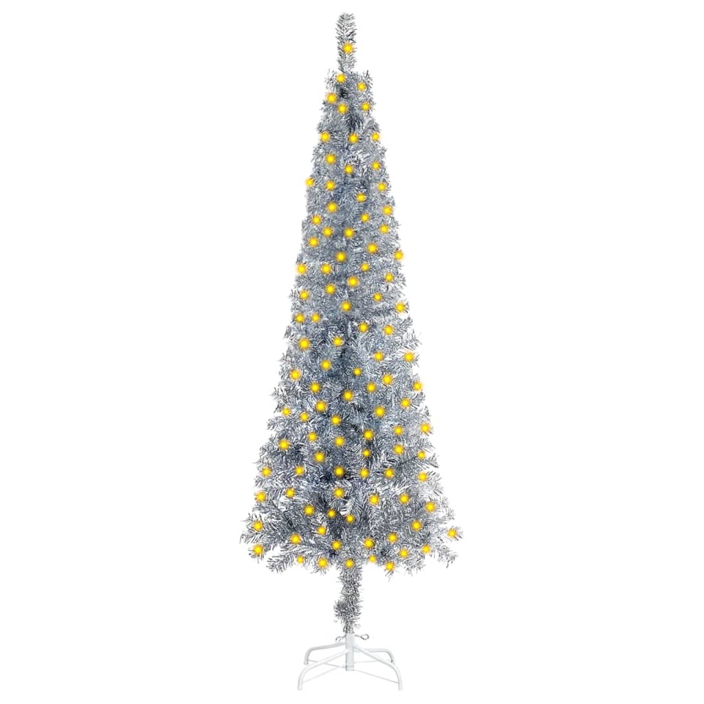 Weihnachtsbaum Schlank mit LEDs Silbern 210 cm kaufen