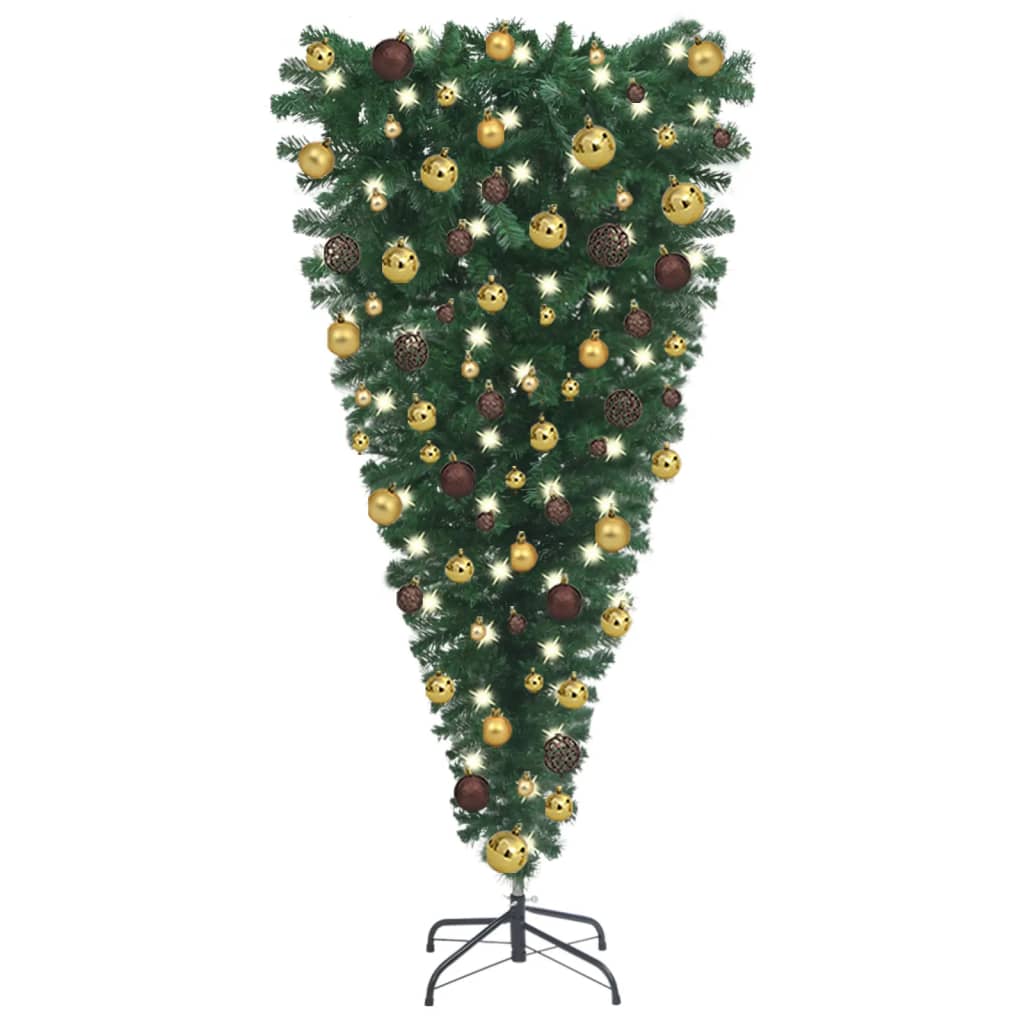Künstlicher Weihnachtsbaum Kopfüber mit LEDs & Kugeln 150 cm kaufen