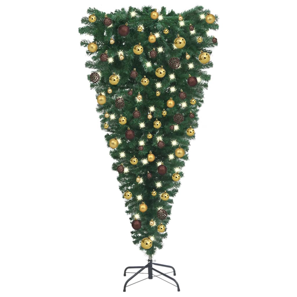 Obrácený umělý vánoční stromek s LED diodami sada koulí 180 cm