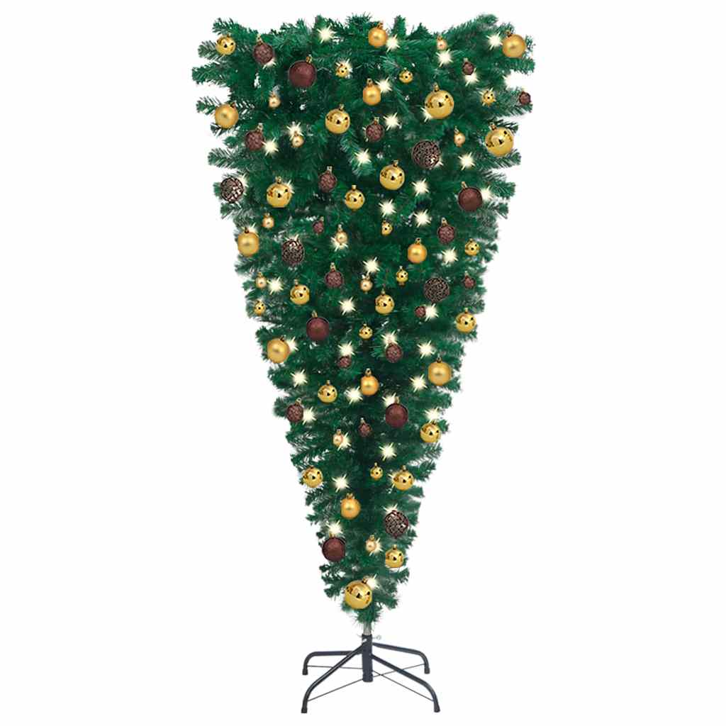 

vidaXL Upside-down Artificial Christmas Tree with LEDs&Ball Set 70.9"
