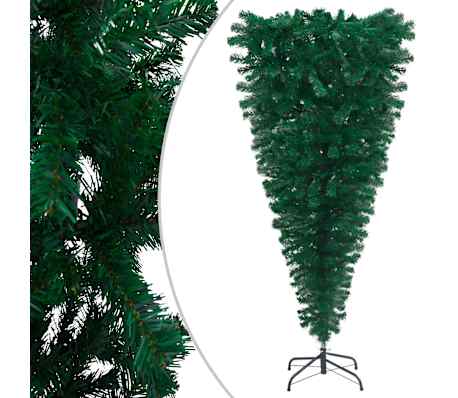 vidaXL Upside-down Artificial Pre-lit Christmas Tree with Ball Set 180 cm