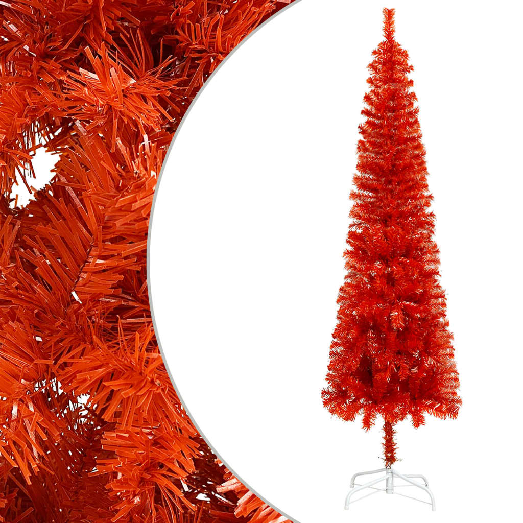 vidaXL Kunstkerstboom met verlichting en kerstballen smal 180 cm rood