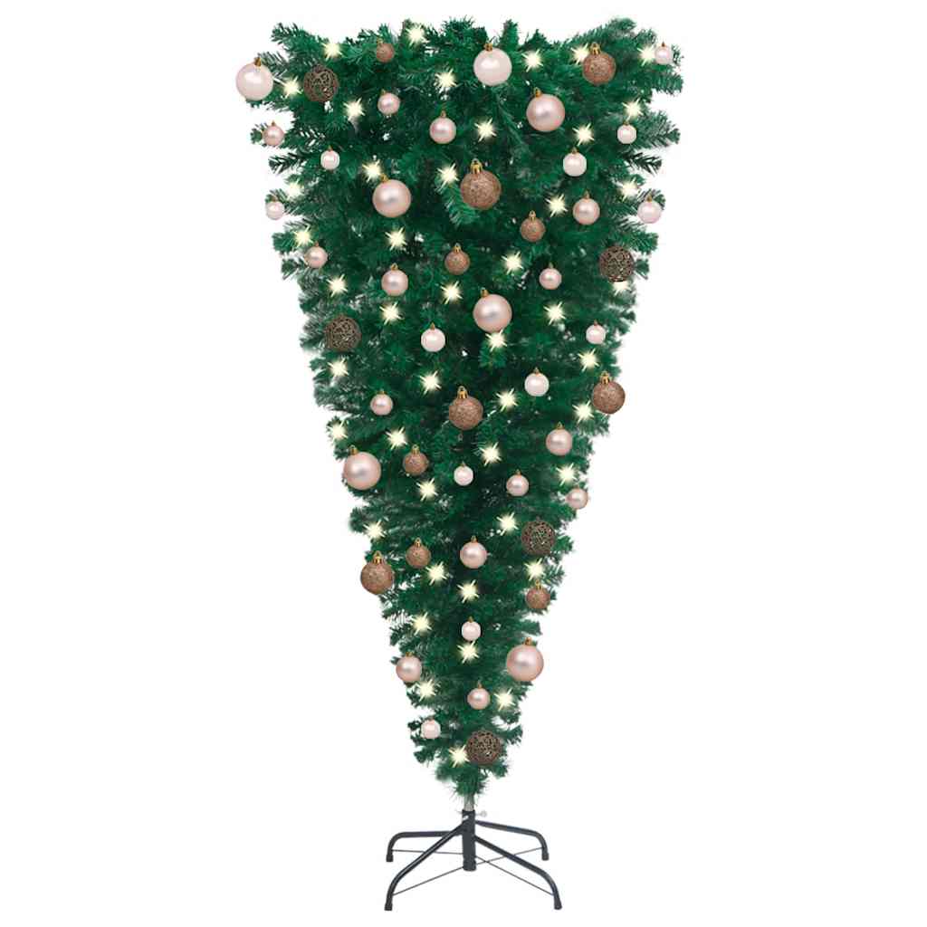 Arbre de Noël artificiel renversé avec LED et boules 120 cm