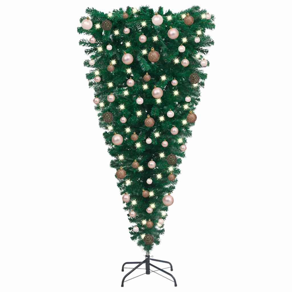 

vidaXL Upside-down Artificial Christmas Tree with LEDs&Ball Set 59.1"