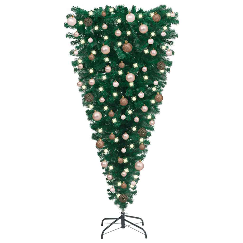 

vidaXL Upside-down Artificial Christmas Tree with LEDs&Ball Set 70.9"