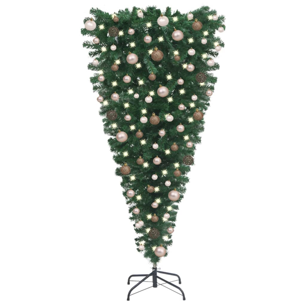 

vidaXL Upside-down Artificial Christmas Tree with LEDs&Ball Set 82.7"