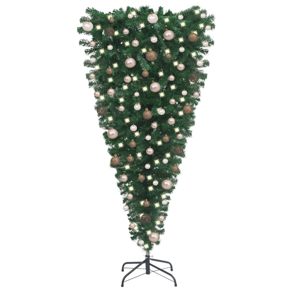 Image of vidaXL Upside-down Artificial Pre-lit Christmas Tree with Ball Set 240 cm