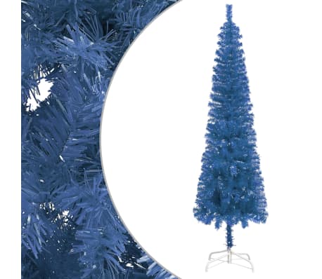 vidaXL Weihnachtsbaum Schlank mit Beleuchtung & Kugeln Blau 180 cm