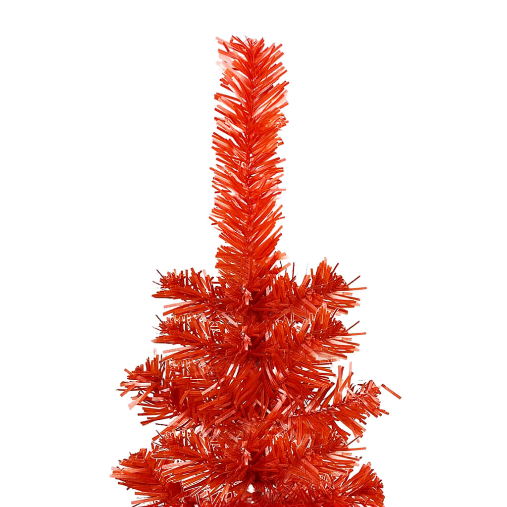 vidaXL Slankt forhåndsbelyst juletre med kulesett rød 240 cm