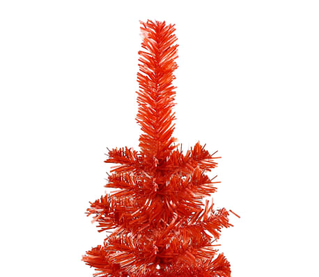 vidaXL Schlanker Weihnachtsbaum mit LEDs & Kugeln Rot 240 cm