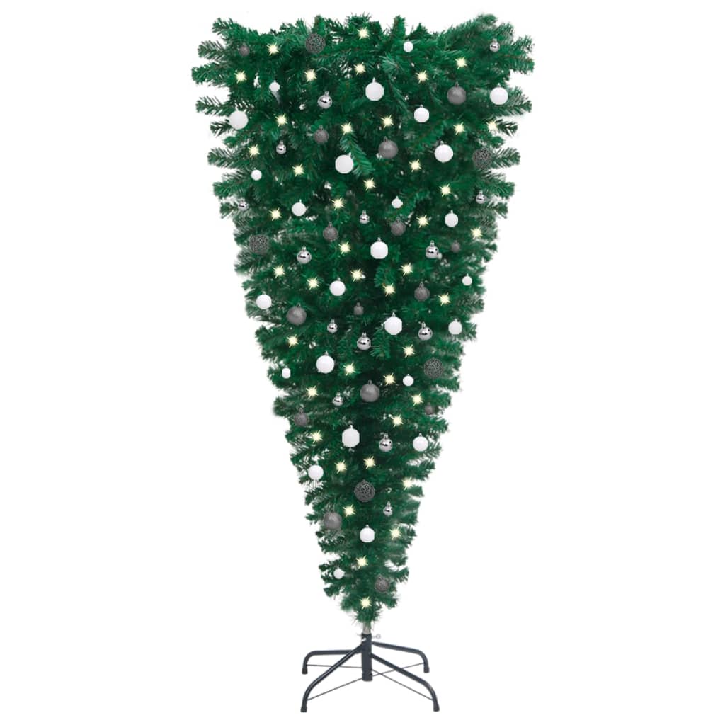 Image of vidaXL Upside-down Artificial Pre-lit Christmas Tree with Ball Set 180 cm