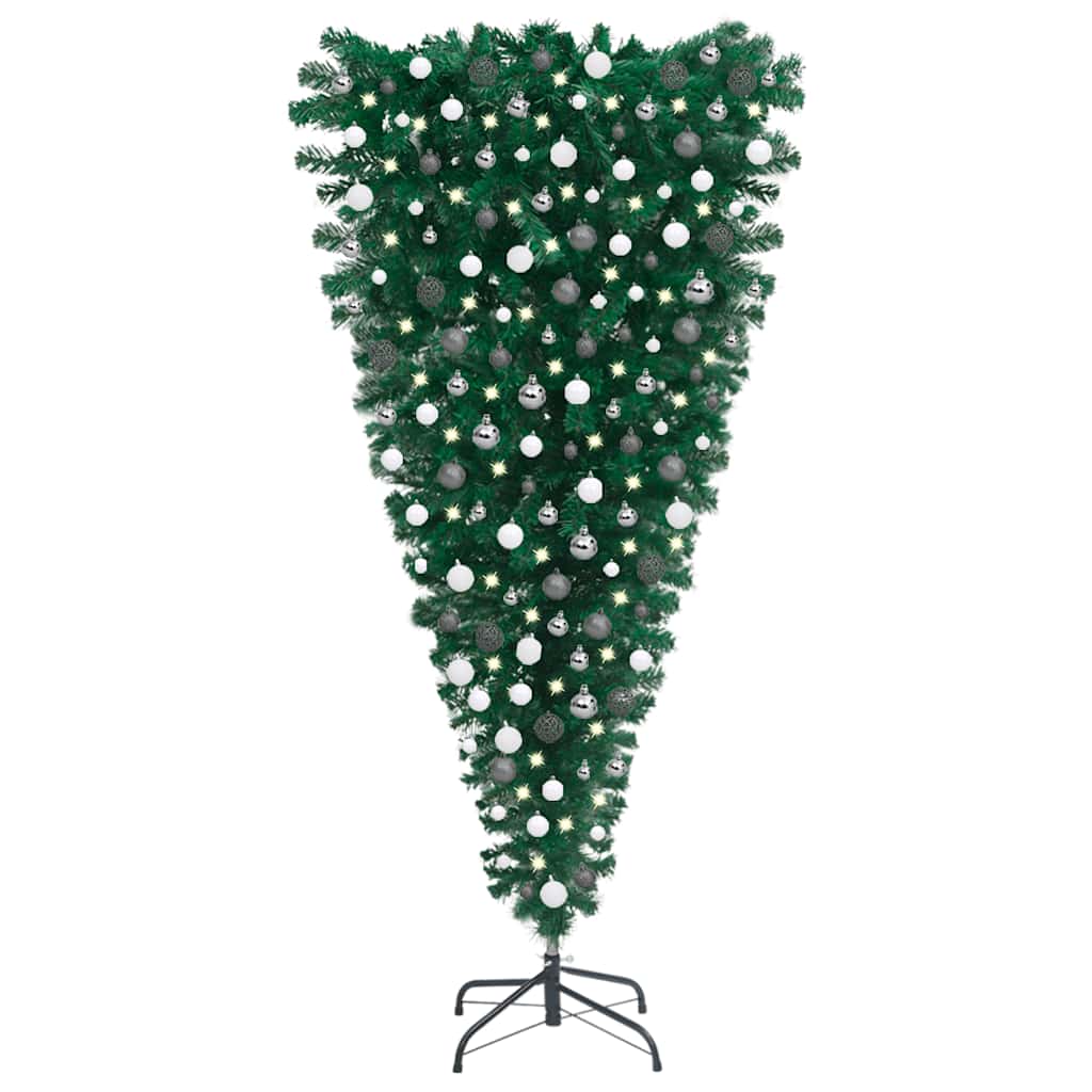 

vidaXL Upside-down Artificial Christmas Tree with LEDs&Ball Set 82.7"