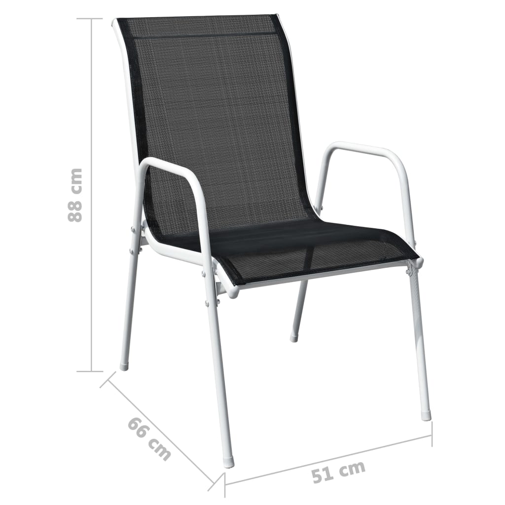 Set mobilier de exterior, 7 piese, negru, oțel