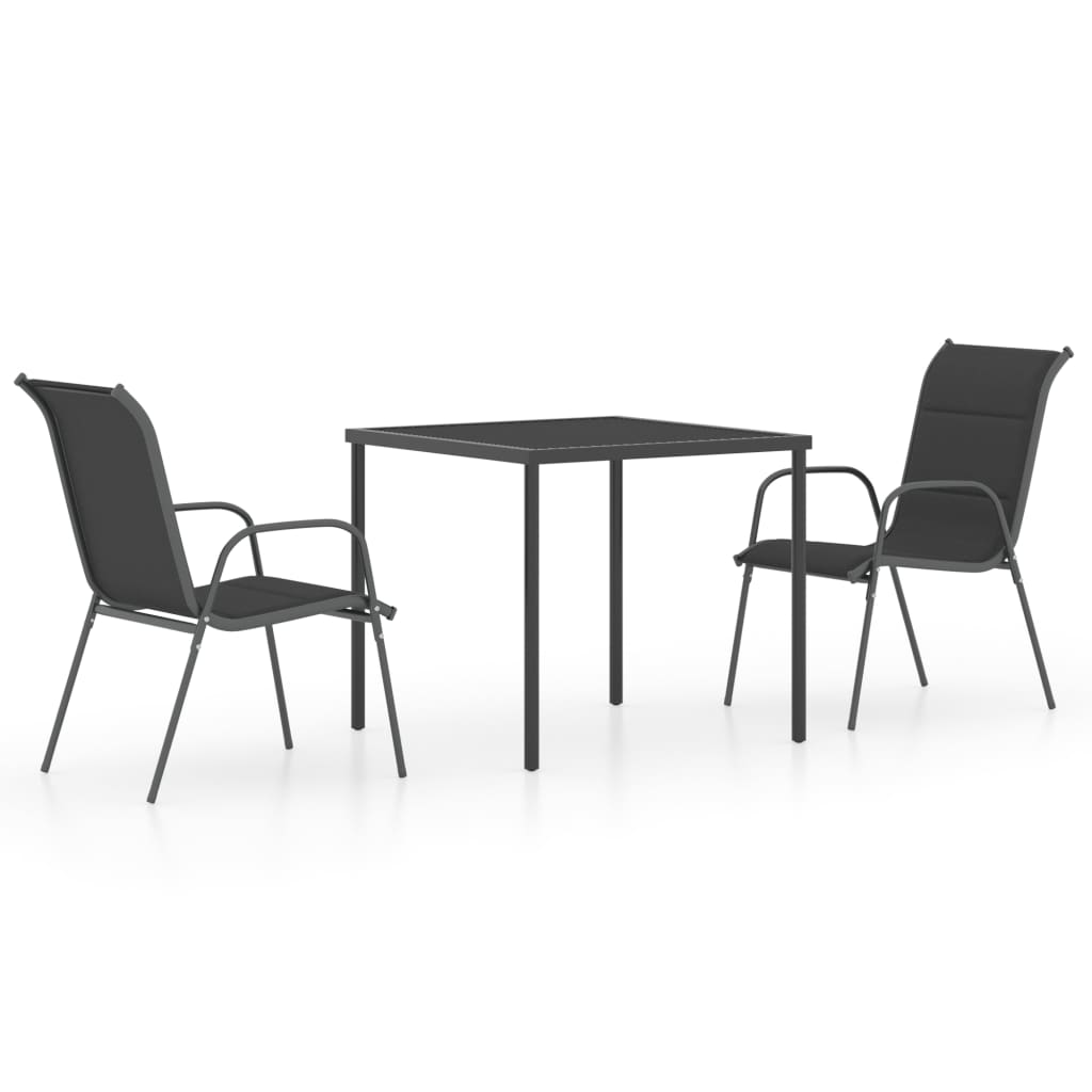 vidaXL 3-delige Tuinset staal zwart