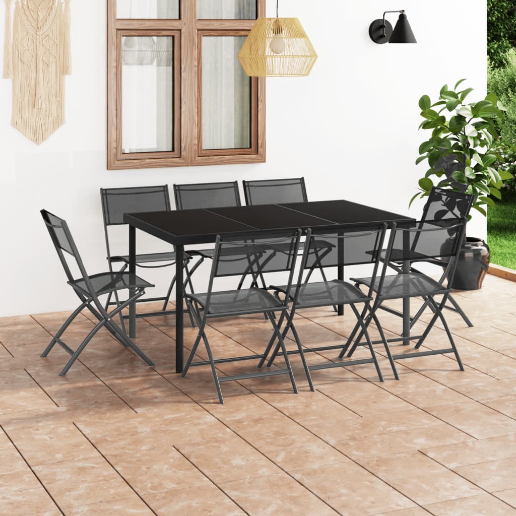 Mobilier de salle à manger d'extérieur 9 pcs Acier