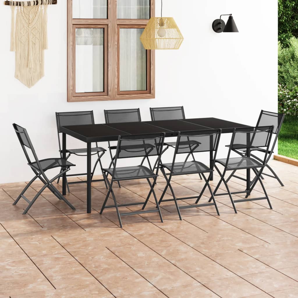 Mobilier de salle à manger d'extérieur 9 pcs Acier
