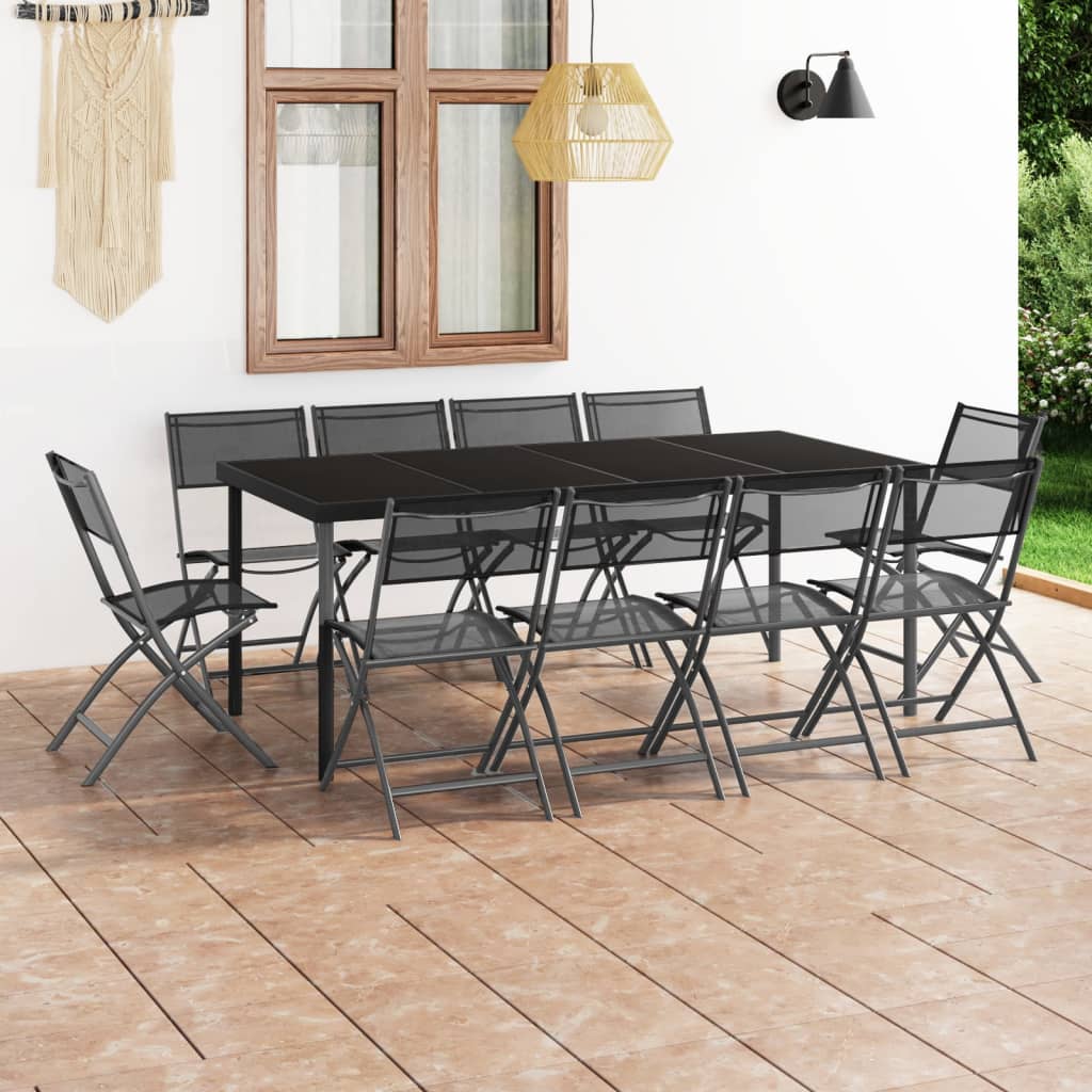 Mobilier de salle à manger d'extérieur 11 pcs Acier